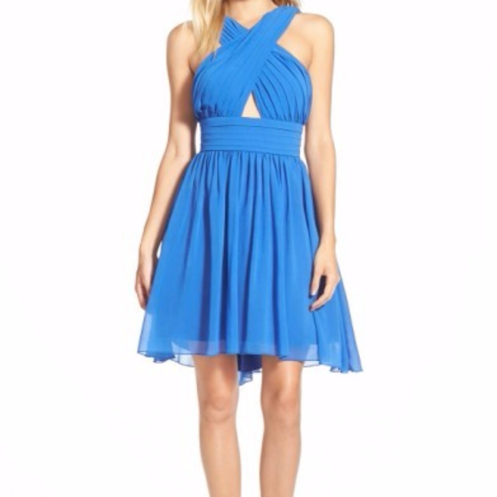 Crisscrossed Bodice Fit & Flare Dress