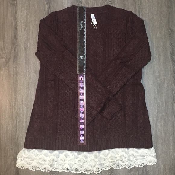 🍷LAST ONE! Lace Ruffle Cable Knit Sweater - Picture 2 of 3