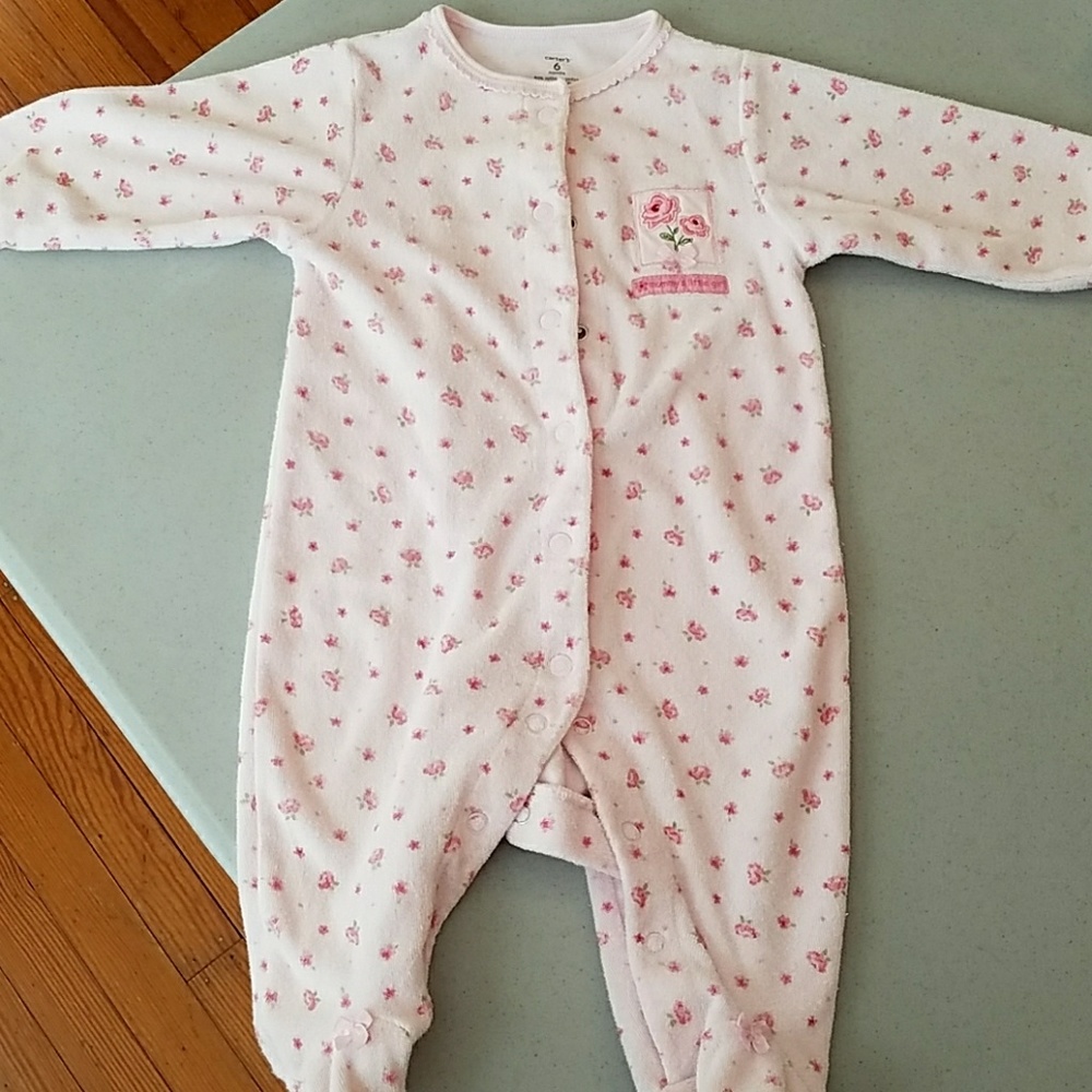 CARTER'S Pink Floral Terry Cloth Bodysuit