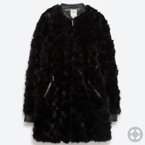 Zara Faux Fur and Faux Leather Coat