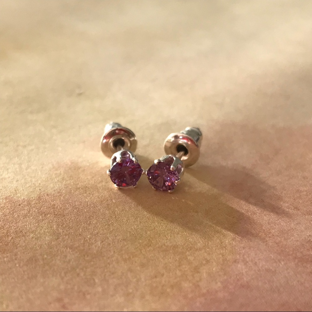 Free With Bundle! Purple Silver Plated Earrings