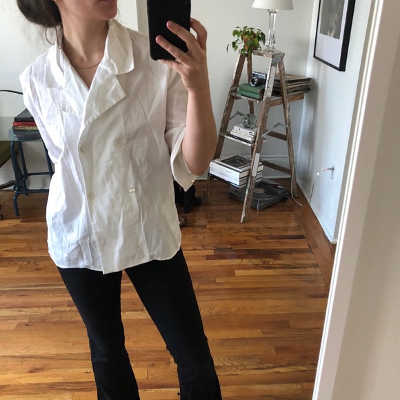 Vintage White Double Breasted Button Down Blouse - Picture 3 of 4