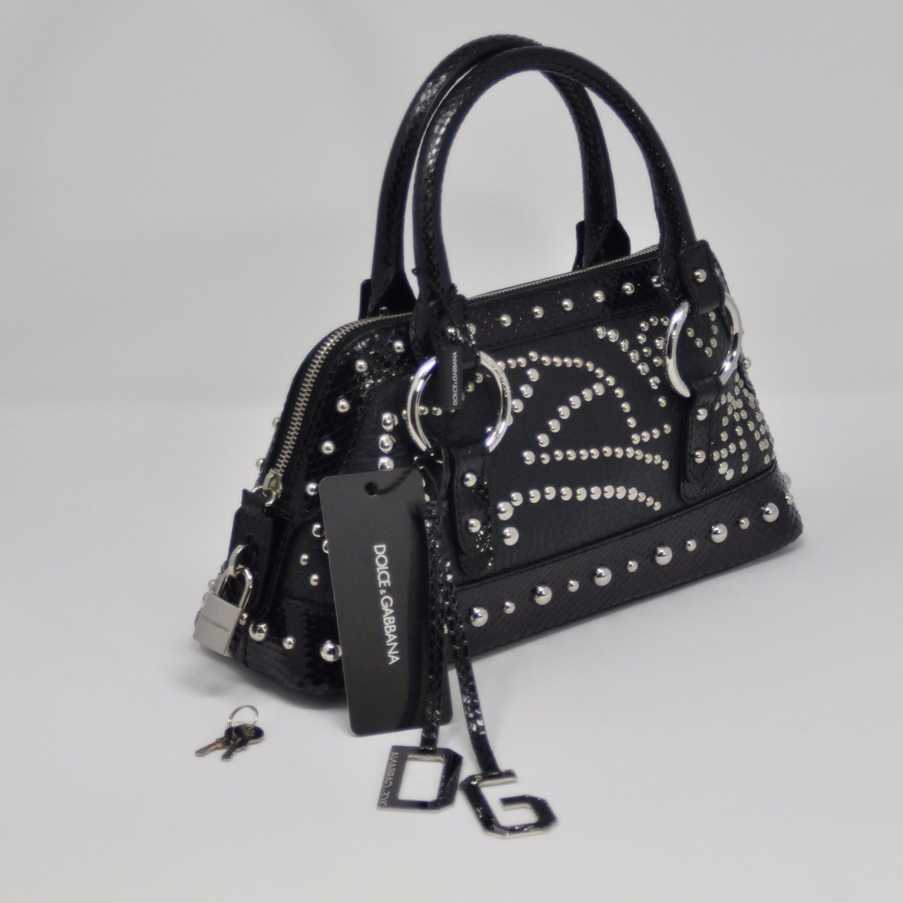 SALE! DOLCE & GABBANA SNAKE TRIM STUDDED LEATHER
