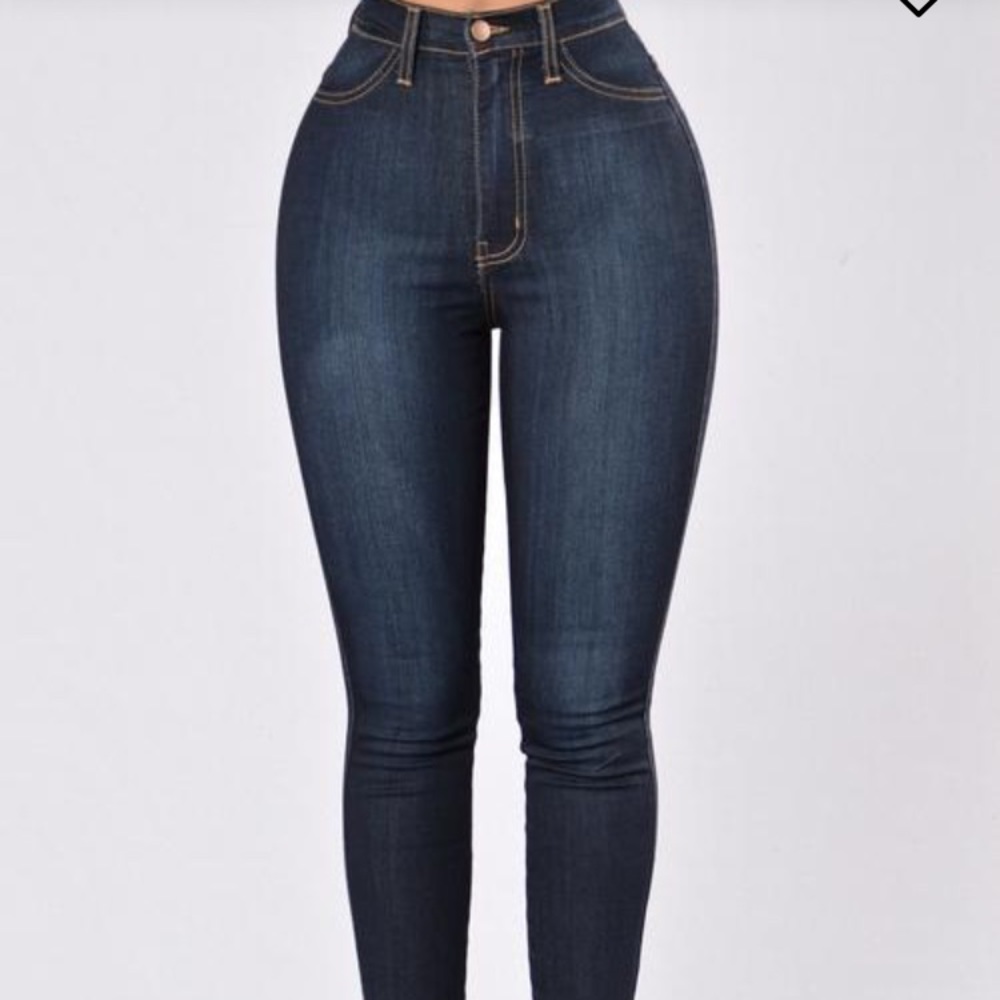 Dark wash, high-waisted Fashion Nova jeans
