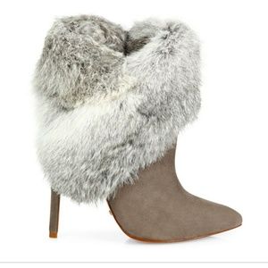 SALE SCHUTZ  booties, gray suede and rabbit fur.