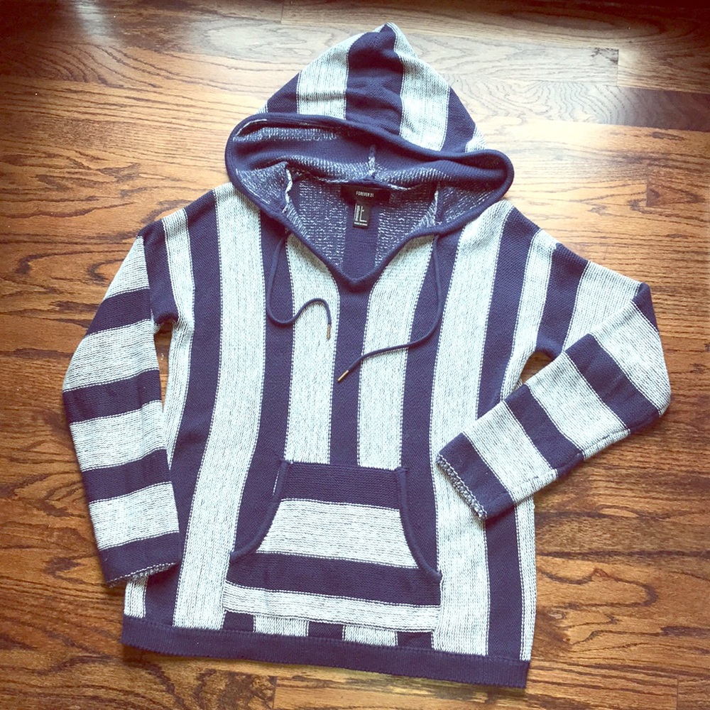 Forever 21 striped pullover hoodie