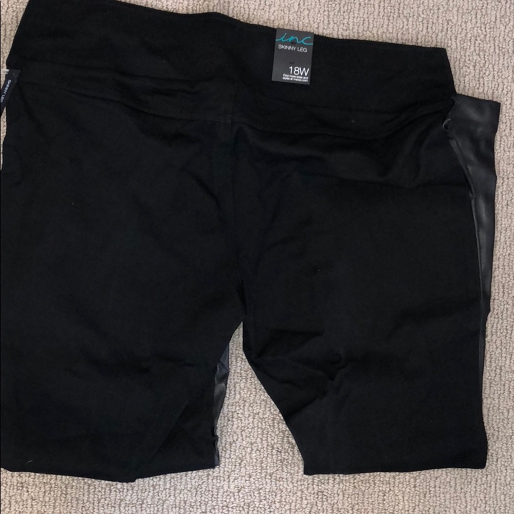 INC pants with black  faux leather front size