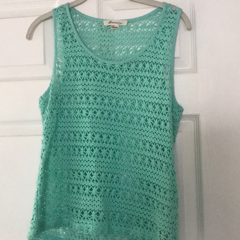 Turquoise crochet top