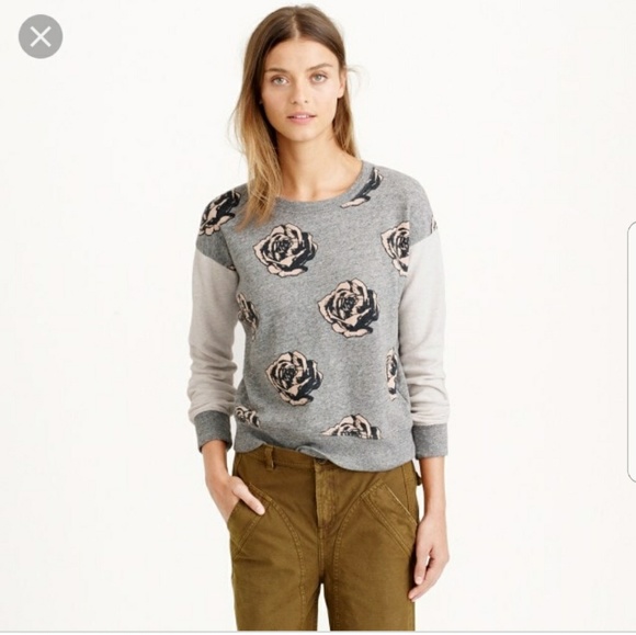 J Crew 🌹 rose 🌹 print pop art sweatshirt - Picture 1 of 6