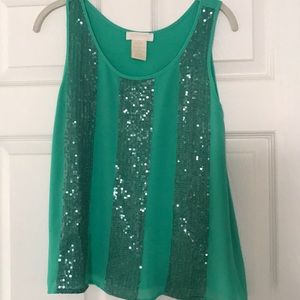Green sequin tank