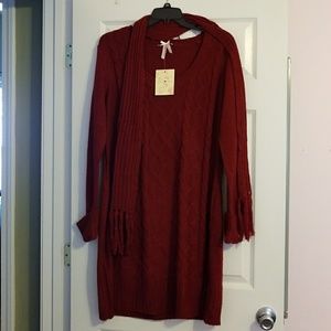 Burgundy long sleeve sweater dress