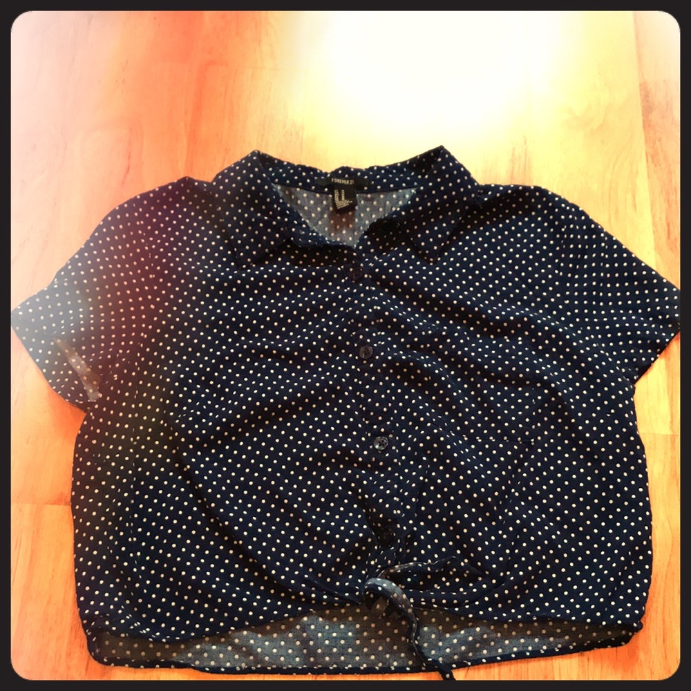 Polka Dot Short Sleeve Button Up