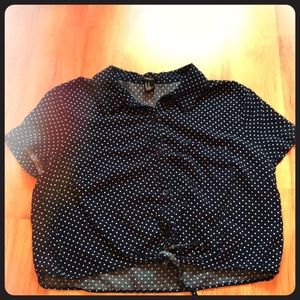 Polka Dot Short Sleeve Button Up