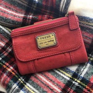Red Lambs Leather Fossil Wallet NWOT