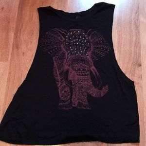 Black Sleeveless Elephant Tank
