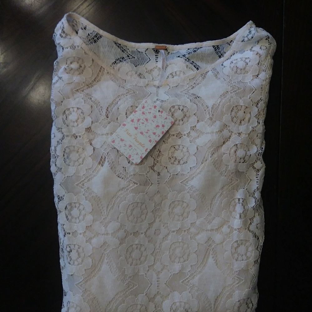 🆕! {Free people} cream white lace dress size 2 - Picture 6 of 8