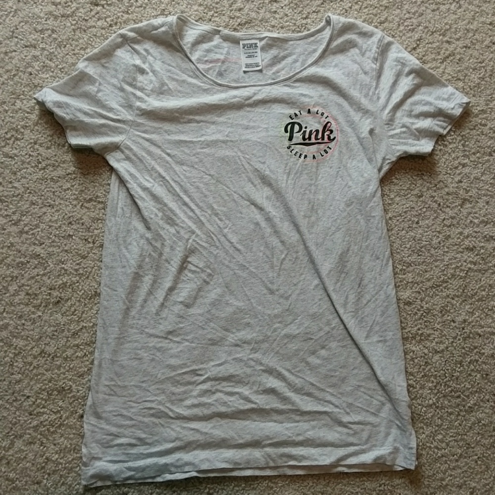 Pink raw neck tee