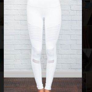White Alo Moto Leggings