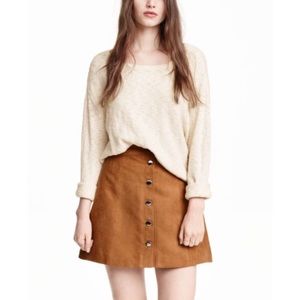 Last Chance* faux suede A-line button up skirt