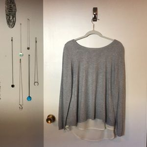 Grey knit dressbarn split back sweater w/ camisole