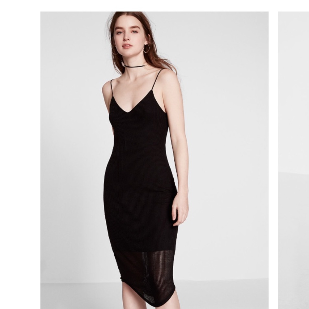 Express Ribbed Sheer Midi Dress