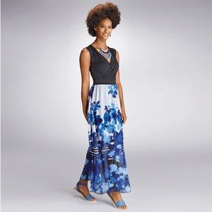 Blue and White Floral Dress
