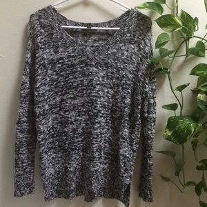Oversized black/white/silver v-neck sweater
