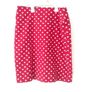 Talbots Red Polka Dot Skirt w Modest Slit & Zipper