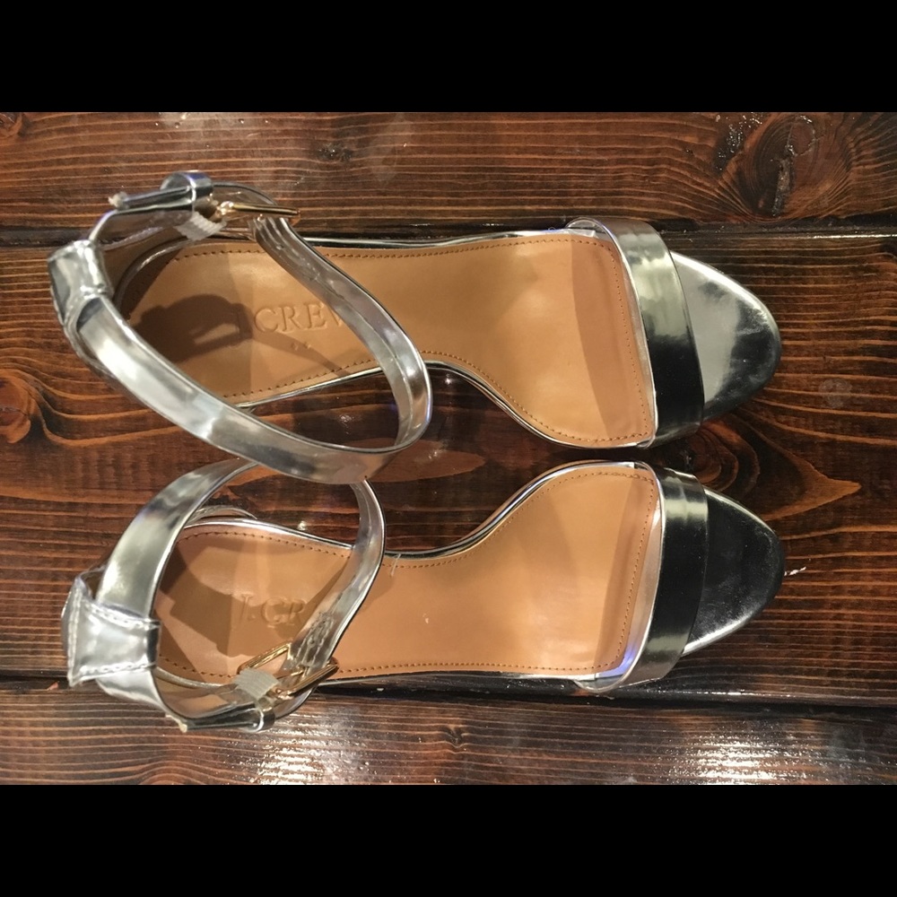 J Crew Womens Silver  Dress Shoe Heels