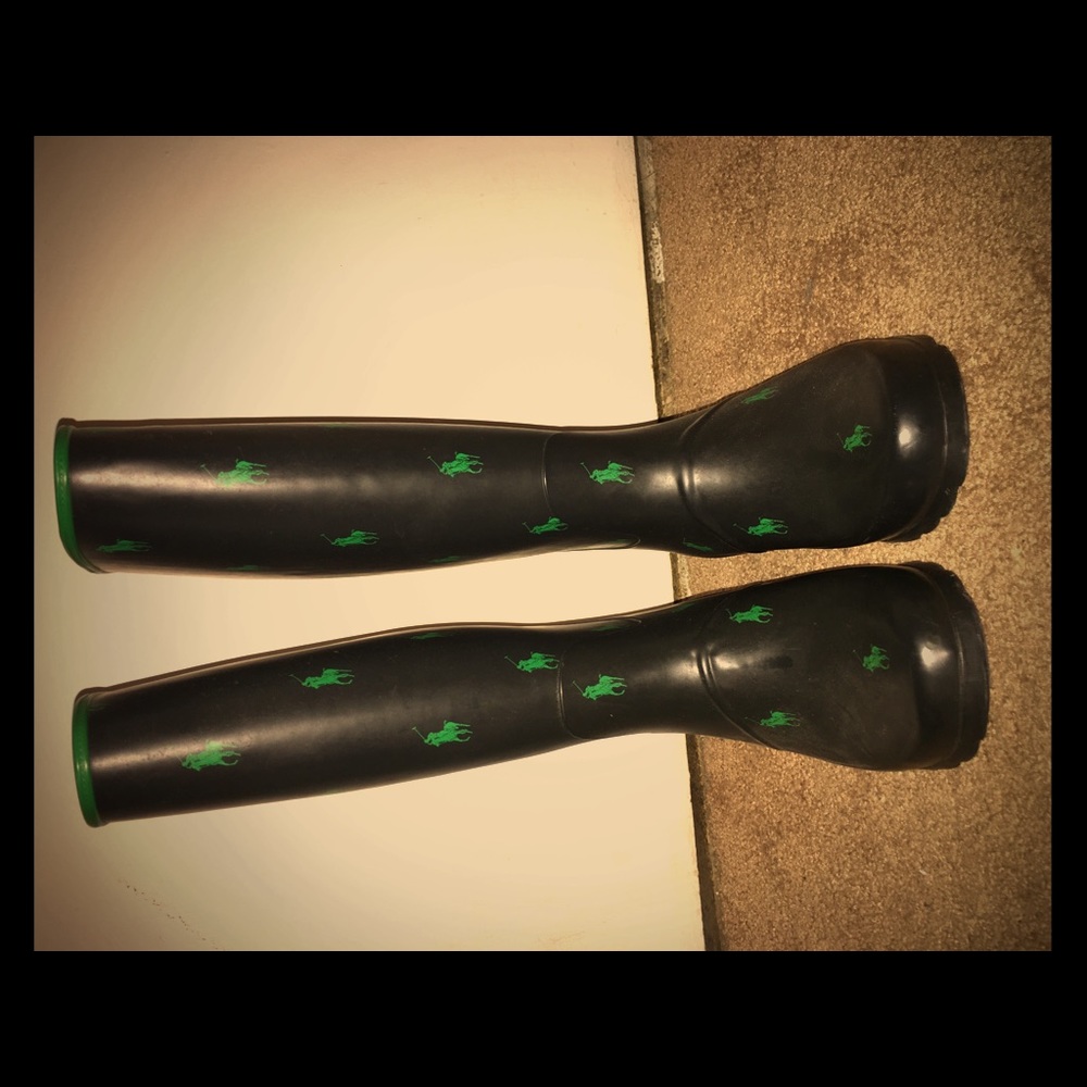 Navy Blue Polo rain boots size 9.