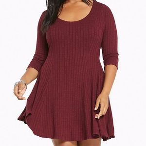 NWOT Ribbed Fluted Skater Dress