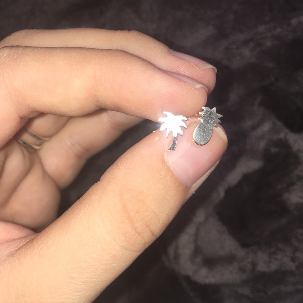 Sterling Silver palm tree and pineapple earrings
