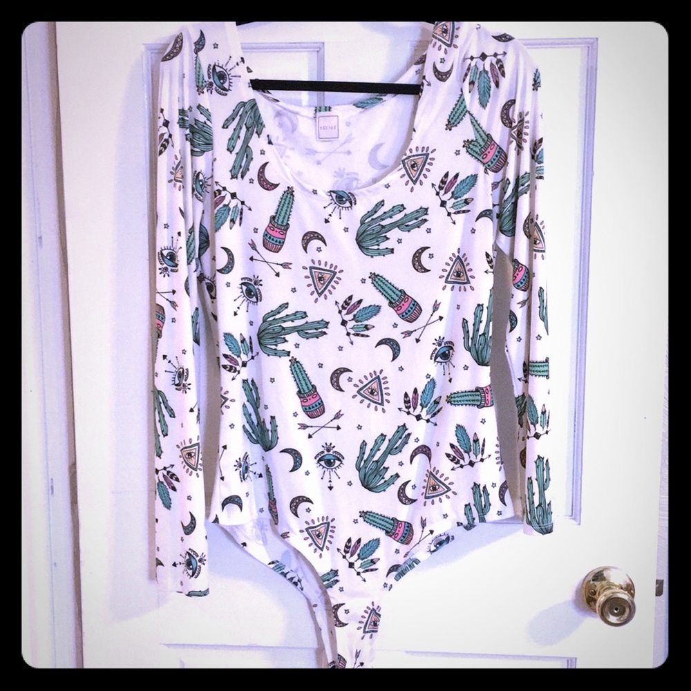 SOLD ✅: Cactus and western print festival bodysuit