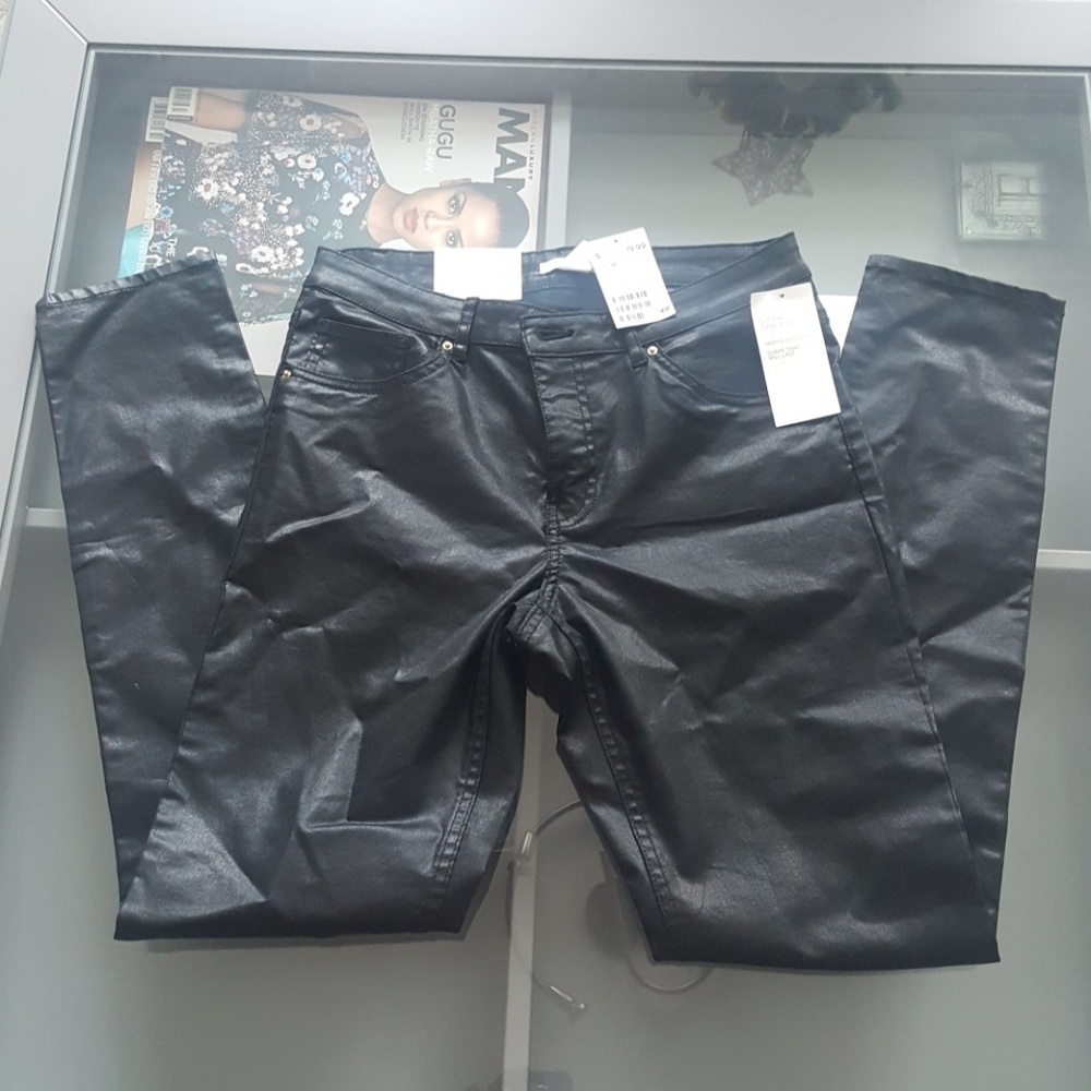 H&M Black shine super skinny stretch jeans