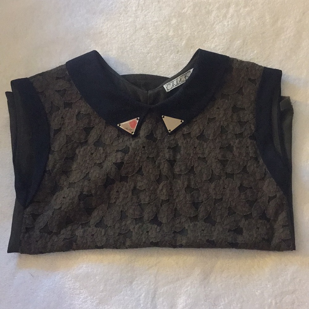 Green lace top gold embellished collar