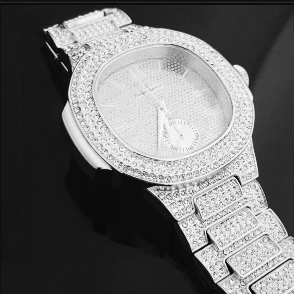 Men’s Silver Finished Lab Diamond Watch