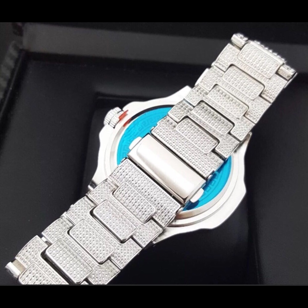 Men’s Silver Finished Lab Diamond Watch - Picture 2 of 3