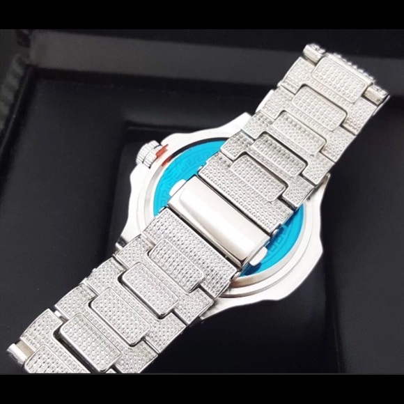 Men’s Silver Finished Lab Diamond Watch - Picture 2 of 3