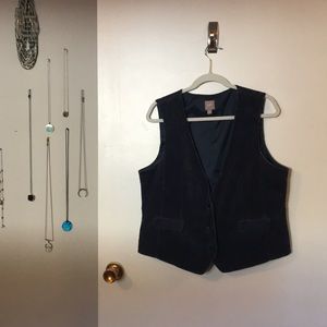 Dark blue corduroy/crushed velvet J. Jill vest
