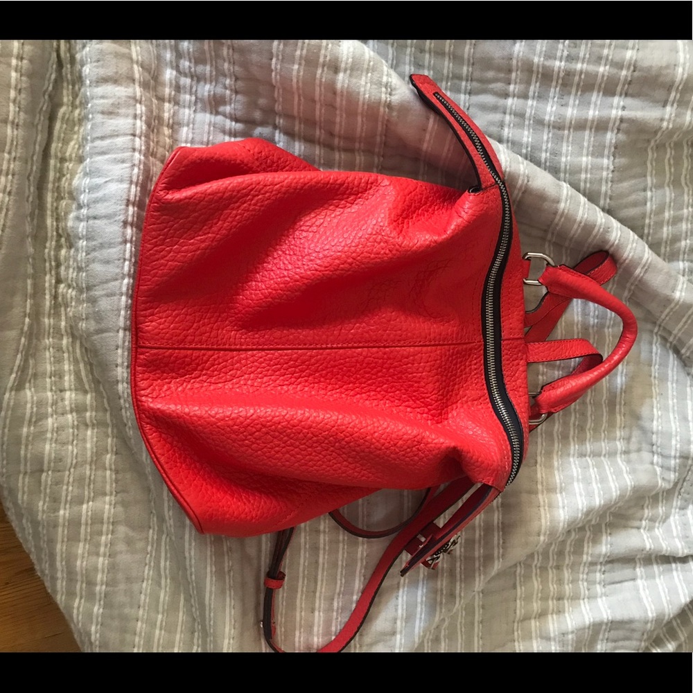 Red leather backpack