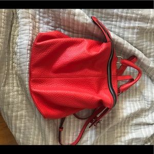 Red leather backpack
