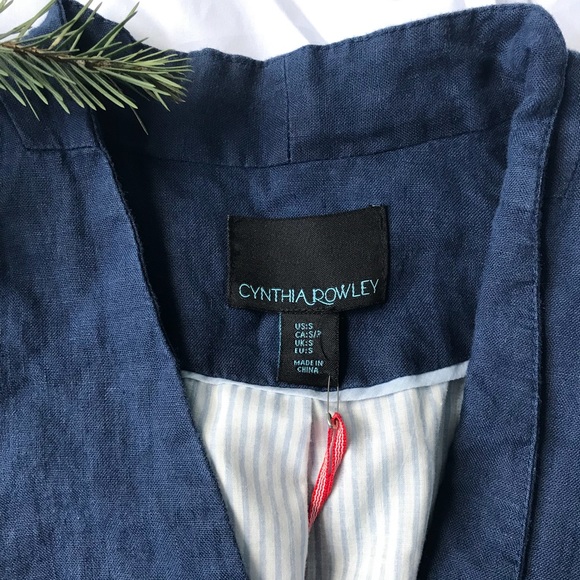 Navy Blue Linen Blazer - Picture 3 of 8