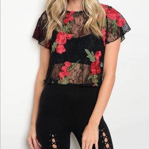 Floral Lace Crop Top