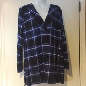 Michael KORS Royal/Black Plaid Flannel Tunic