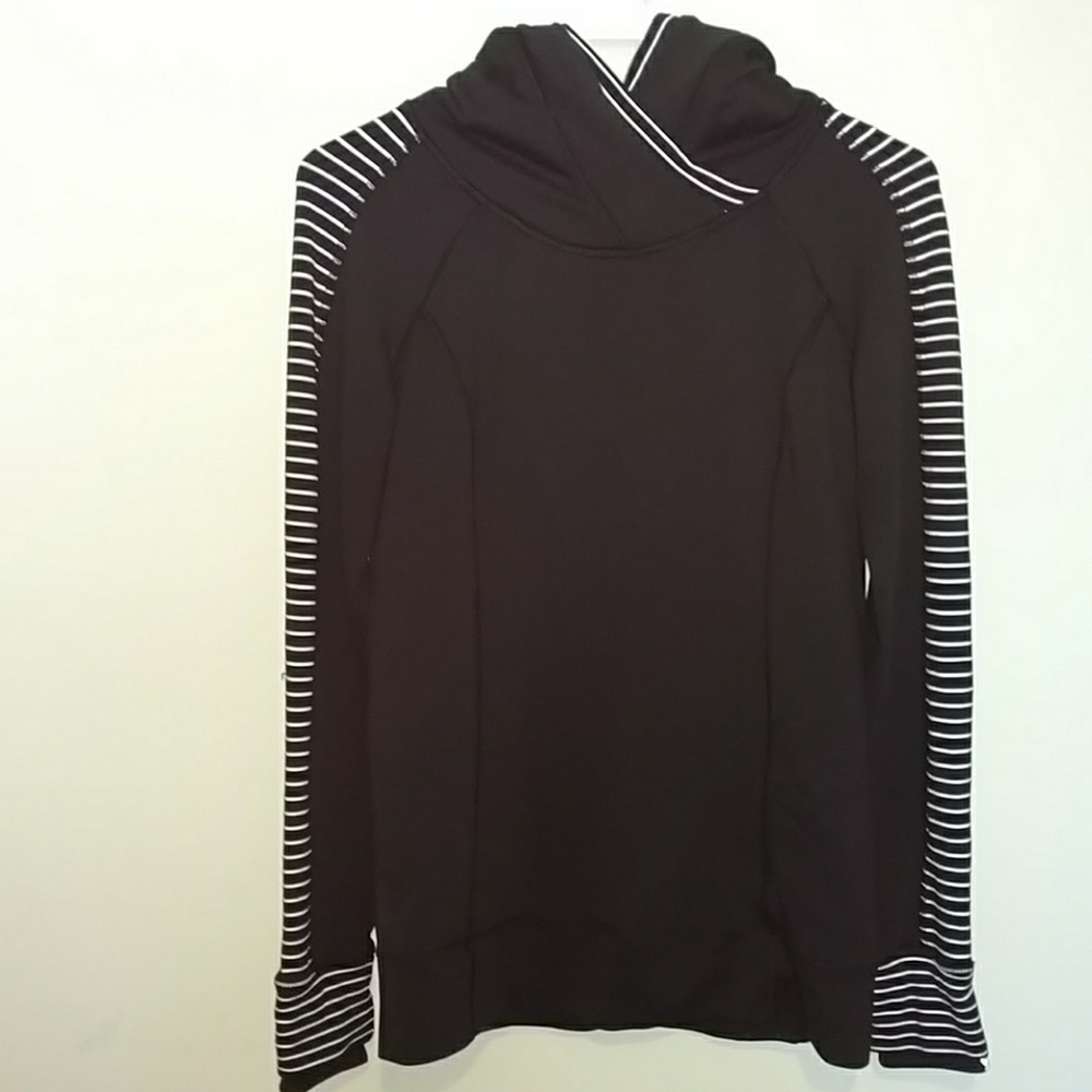 Black and White Lululemon athletic hooded jacket