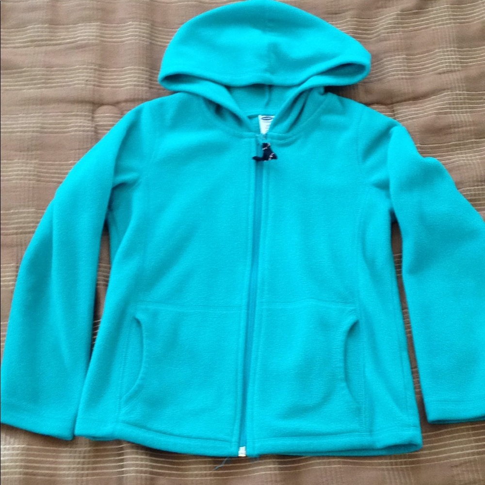 Old Navy Teal Fleece zip with hoodie and pockets