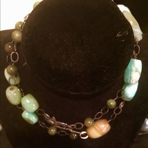 Genuine silver and turquoise handmade necklace.