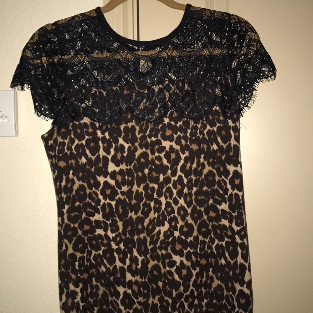 Twin set leopard and lace wool sweater