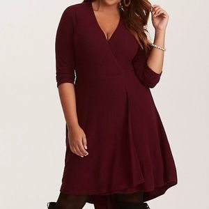 NWOT Knit Faux Wrap Dress