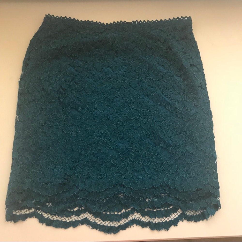 Teal Lace Mini Skirt